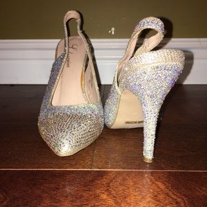 Lauren Lorraine, SHERI, glittery, silver pumps